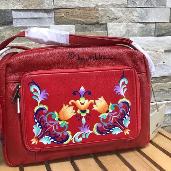 Anuschka Hand-Painted Leather Organizer Satchel - Picture 6 of 7